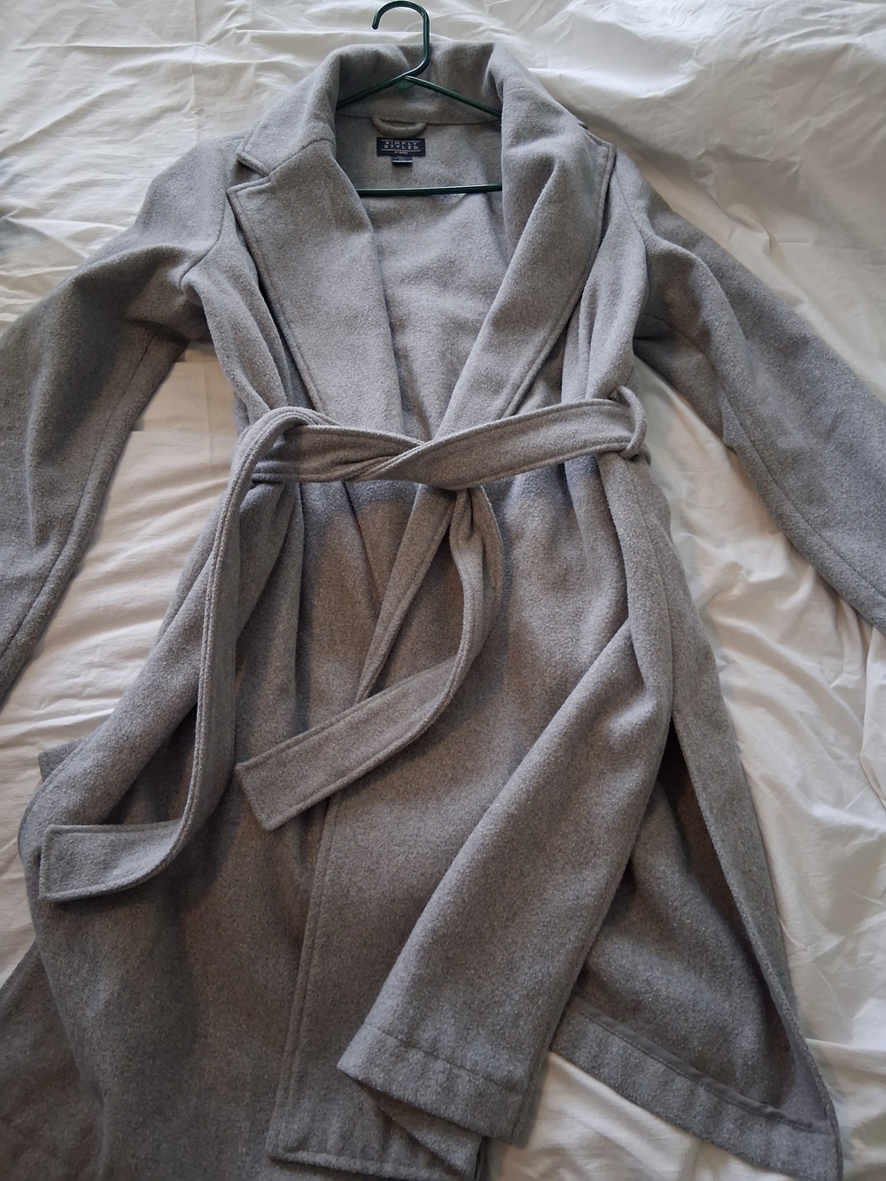 Simply Styled Gray Belted Collar Women's Wrap Sweater Coat